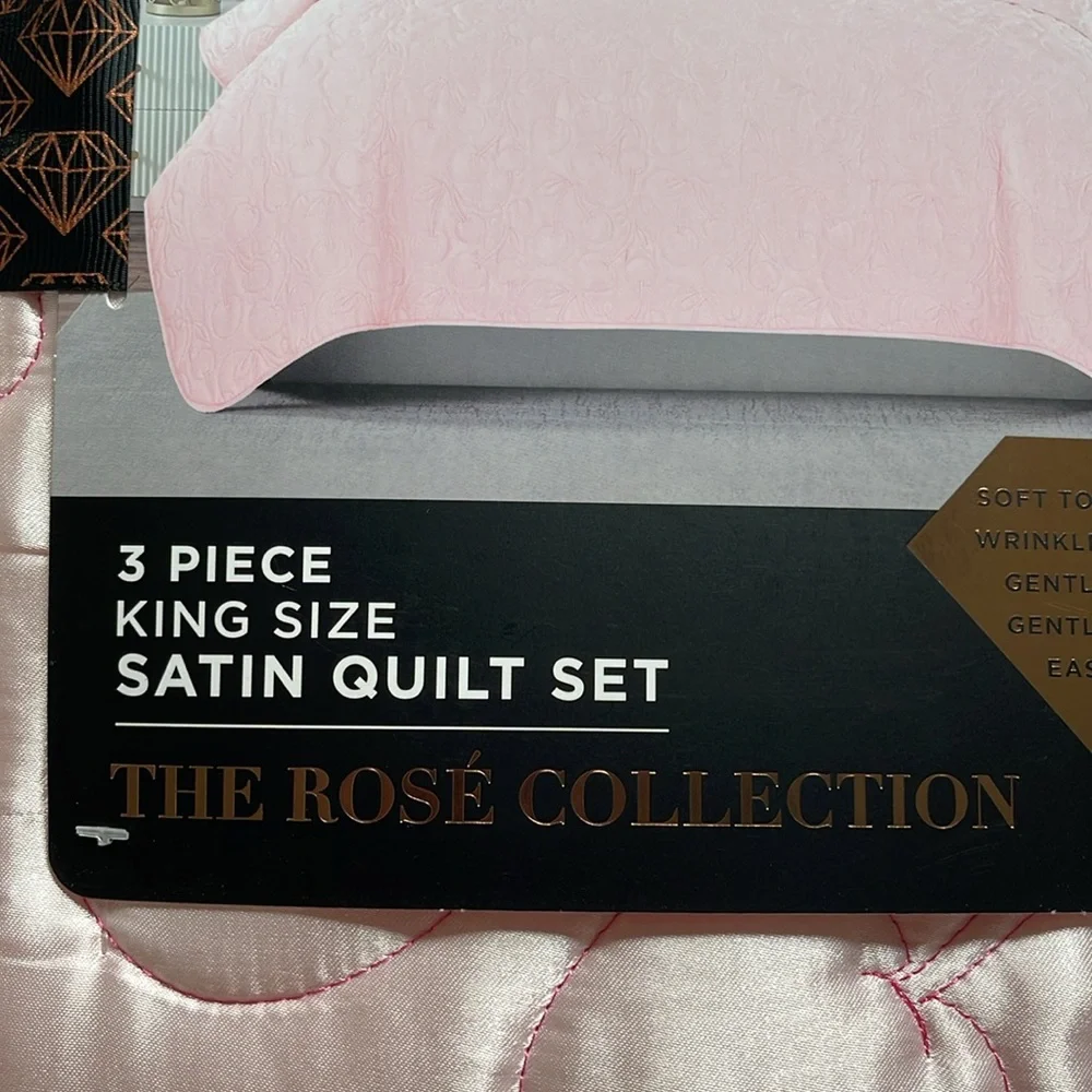 Juicy Couture Luxurious Satin Cherry Print King Size 3 Piece Quilt & Sham Set